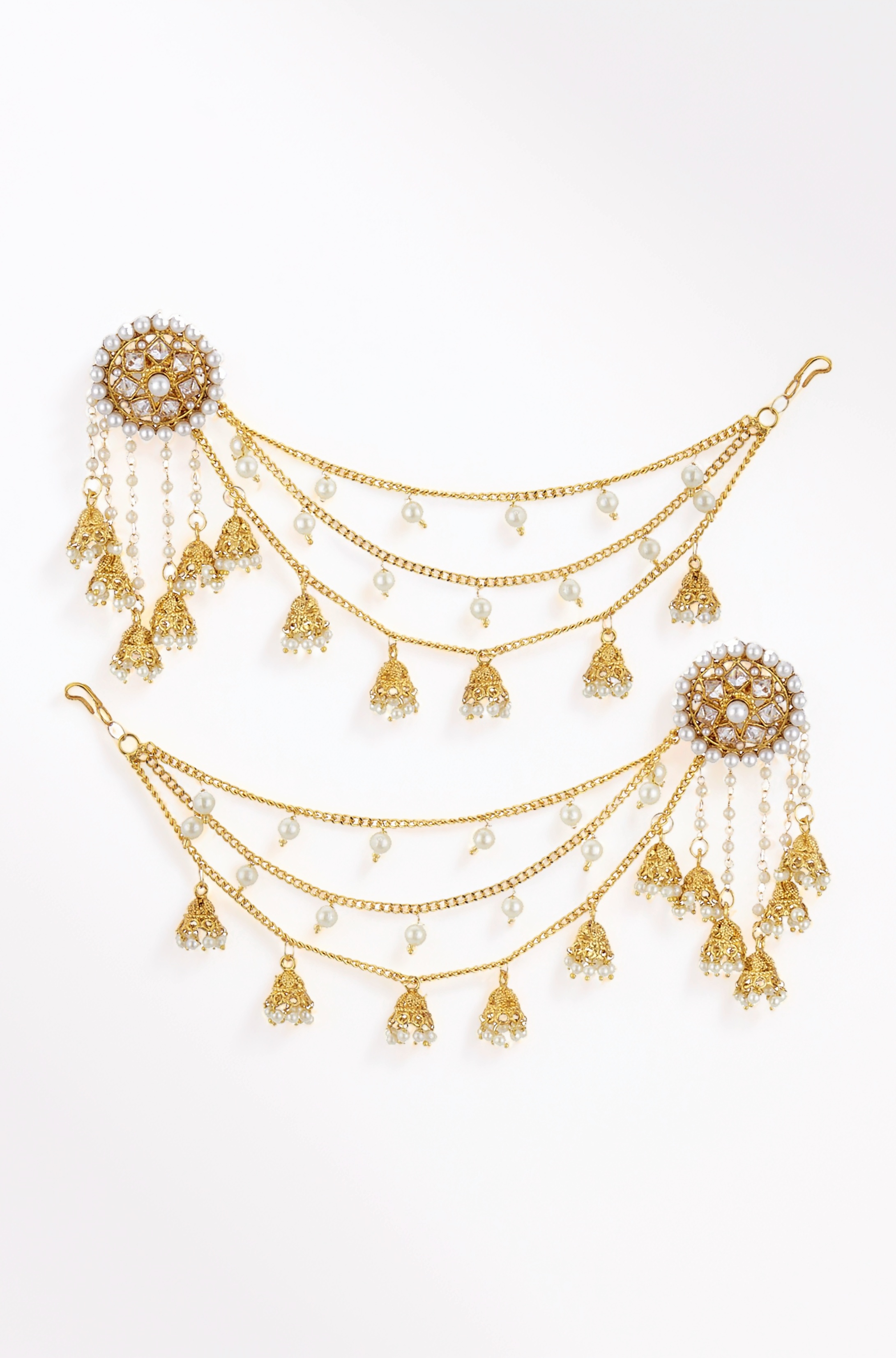 - Traditional Stylish Gold Plated Polki & Pearl Bahubali Jhumki Jhumka Earrings Jewellery For Girls And Women