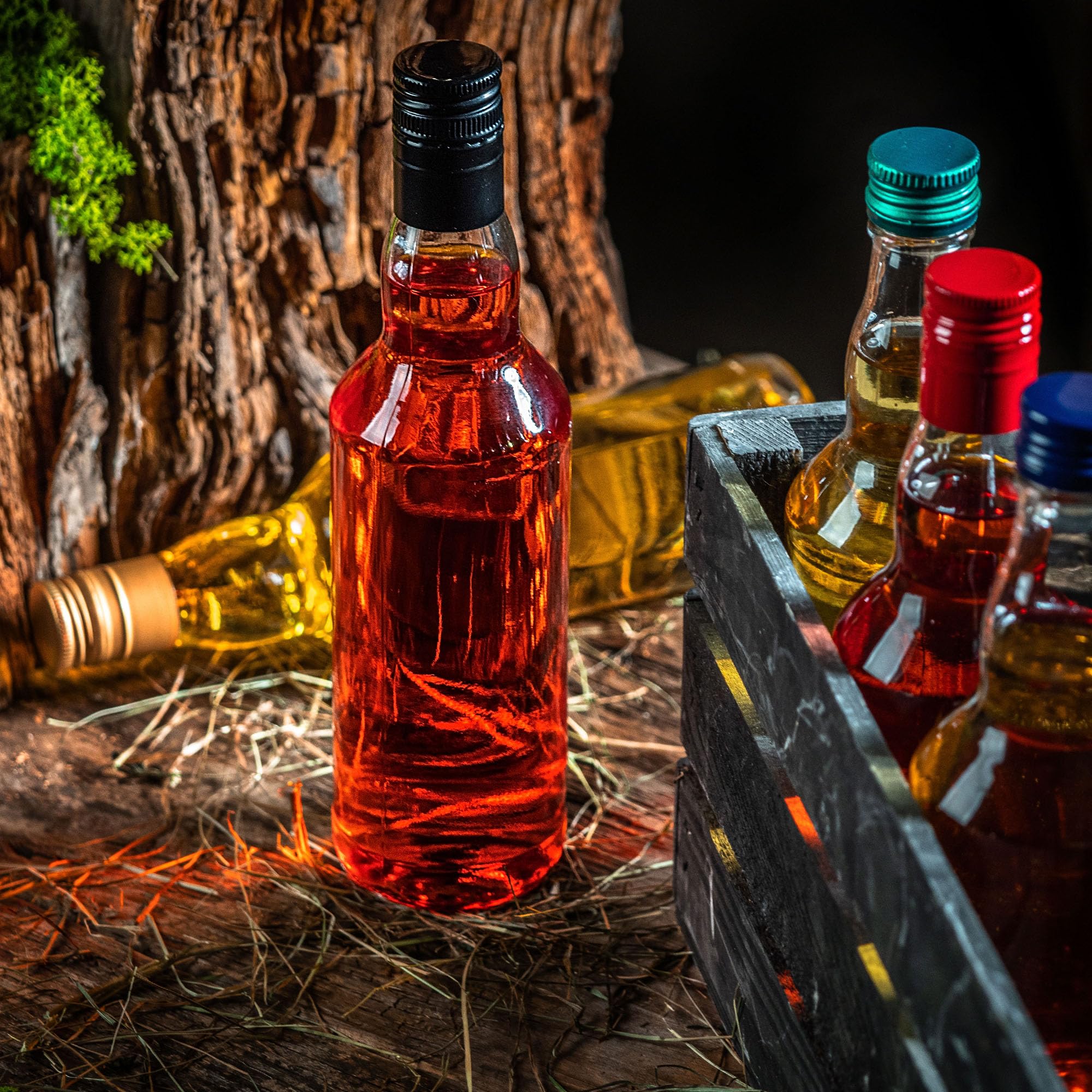 10 Bottiglie Vetro 200ml Con Tappo Vite Nero + Scatole Kraft - Idee Regalo Liquori E Cocktail - Foto 8