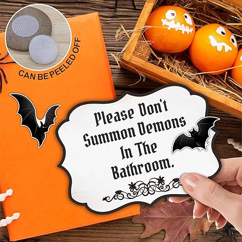 Miniatura 4 de Decoración de madera de Halloween, letrero de madera con 2 decoraciones de madera para bricolaje y un soporte de metal, decoración del hogar, placa