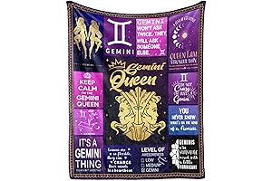 Gemini Gifts for Women, Zodiac Themed Cozy Blanket with Quote May June Birthday