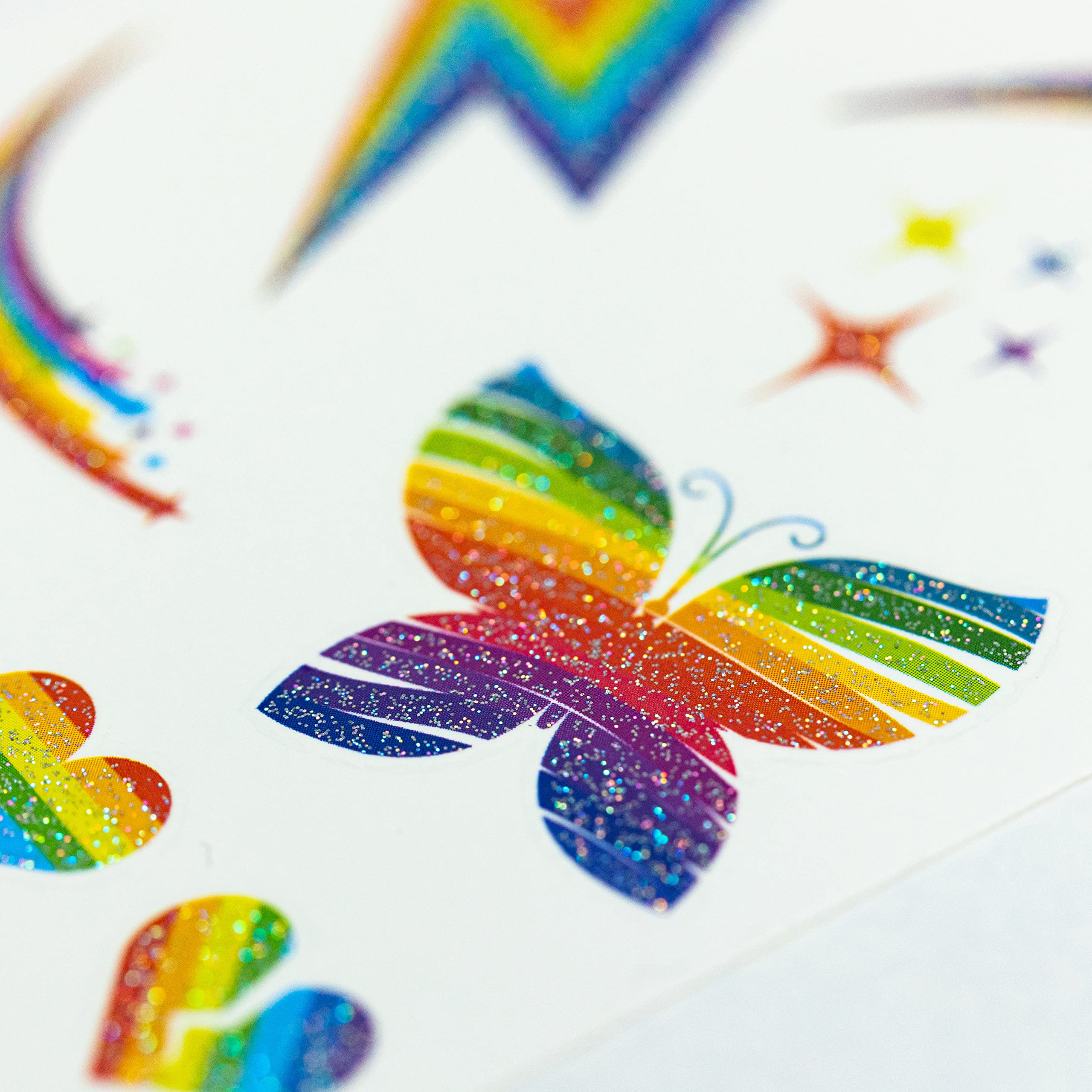 Toyseum 30 x Rainbow Glitter Tattoo Sheets For Kids (280 Tattoos)
