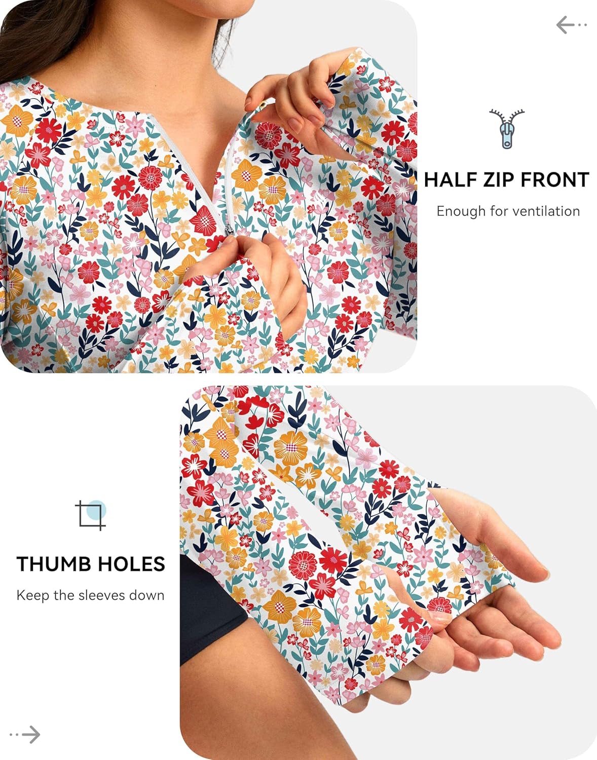 SANTINY Women's Rash Guard UPF50+ SPF Long Sleeve Swimsuits Top UV Sun Protection Swim Shirts for Woman with Zip - Image 4