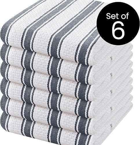 Miniatura 2 de Paquete de 6 toallas de cocina de alta calidad, 100% algodón, 16 x 26 pulgadas, absorbentes, de secado rápido, toallas de mano de cocina, paños de