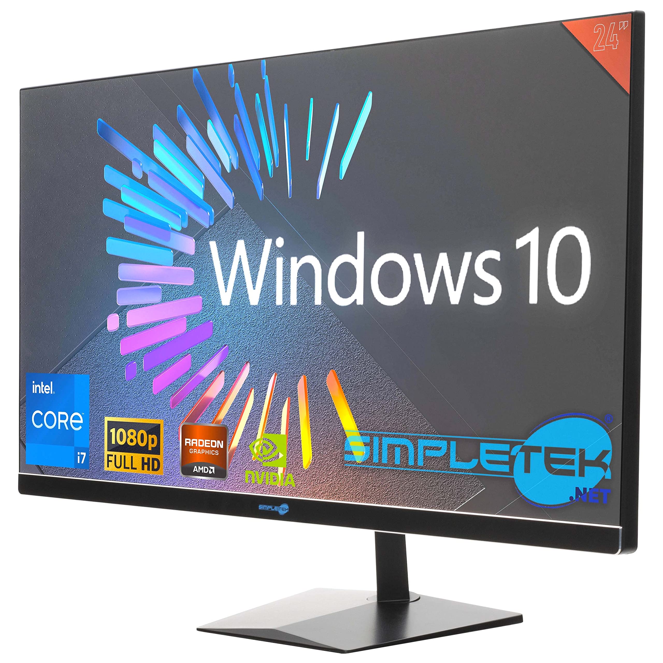 SIMPLETEK - PC All in One 24" FHD 60Hz Core i7 Windows 10 | Tarjeta gráfica dedicada RX550 4GB | 16GB RAM SSD 960GB | Trabajo, Gaming