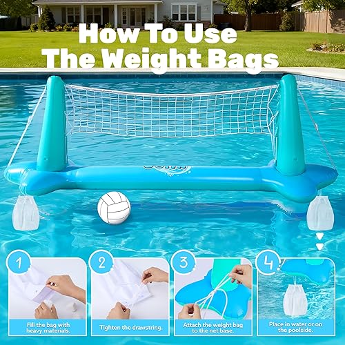 Miniatura 4 de JOYIN Juego de flotador inflable para piscina, red de voleibol y aros de baloncesto, juguete flotante de natación para niños y adultos, flotadores