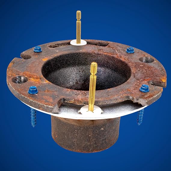 Fernco Fix-A-Flange Complete Toilet Flange Repair Kit, Universal Water Closet Flange Repair for Broken/Cracked Flanges, Cast Iron/PVC/ABS, Works on Concrete
