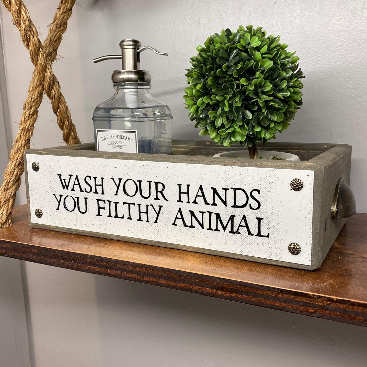 ANVEVO Wash Your Hands You Filthy Animal – Bathroom Box – Cute & Funny Rustic Farmhouse Bathroom Decor - Toilet Paper Holder - Wood Boxes with Sayings – Diaper Caddy
