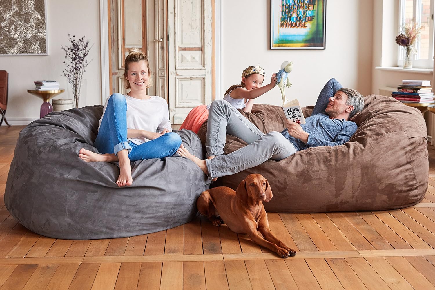 Lumaland Luxurious 3ft Medium Bean Bag Chair with Microsuede Cover - Soft, Foam Filling, Washable Bean Bag Sofa for Adults, Teenagers, Kids, Pets - Sack Chair for Living Room, Bedroom - Light Blue