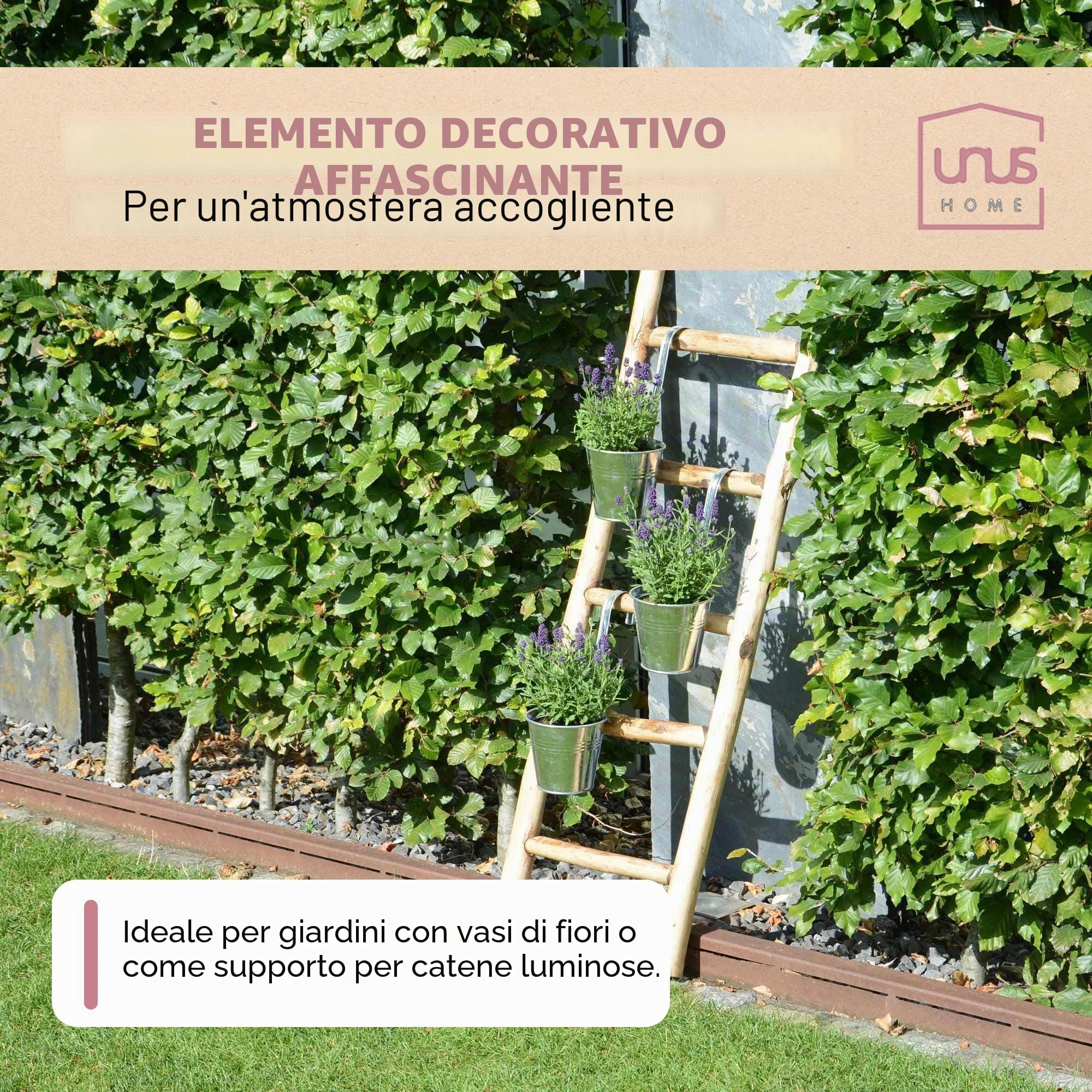 UNUS Scala decorativa in legno, decorazione da parete, portasciugamani 120 cm, 5 gradini, stile antico