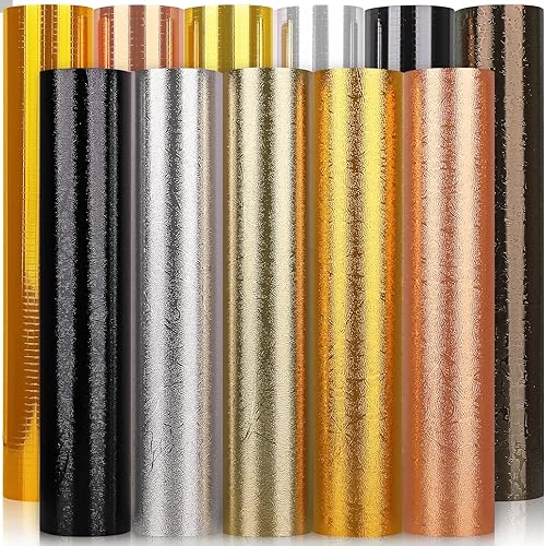 Miniatura 1 de GIRAVINYL - Paquete de vinilo texturizado, 6 colores de vinilo permanente para manualidades, 3 materiales diferentes, vinilo fácil de desmalezar, 11
