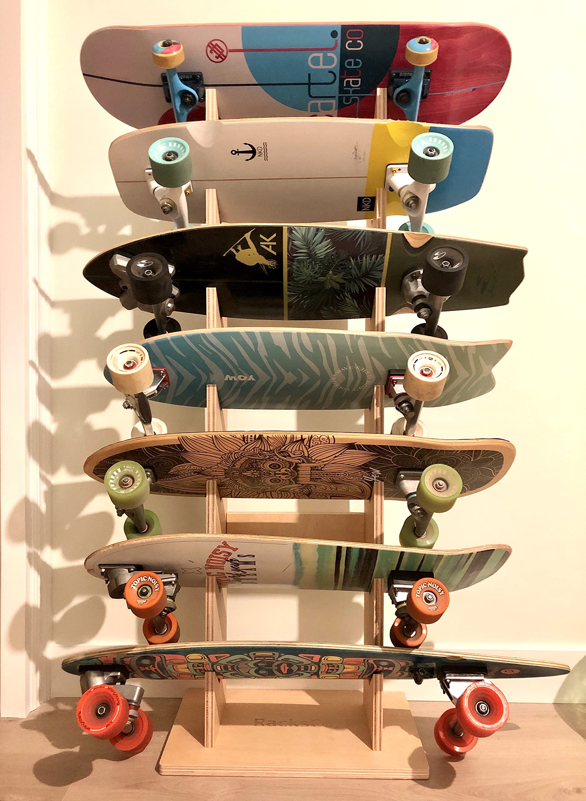 Genérico Vertical 7 Skate Rack Gris Classique en Bois