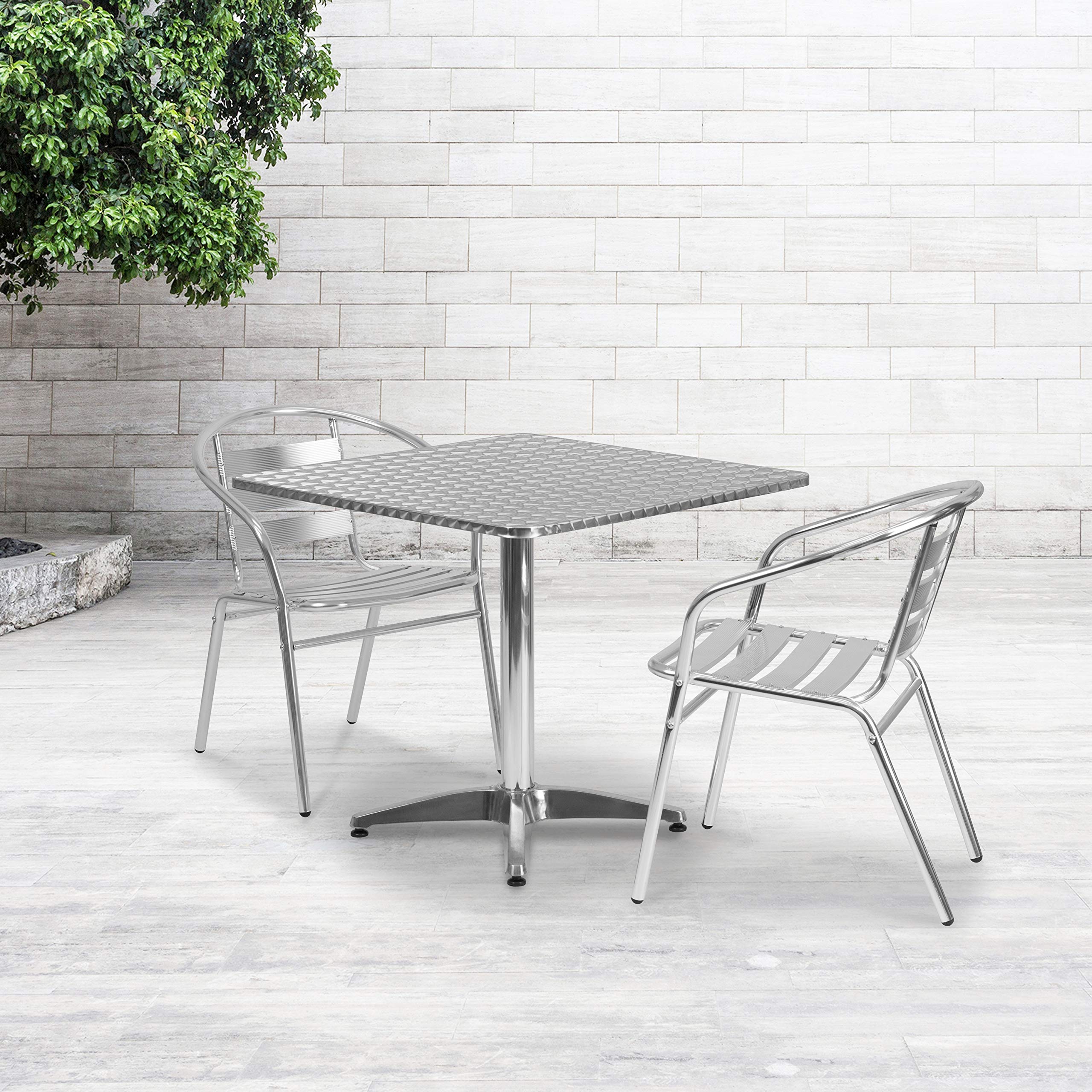 Flash Furniture 31.5'' Square Aluminum Indoor-Outdoor Table with Base