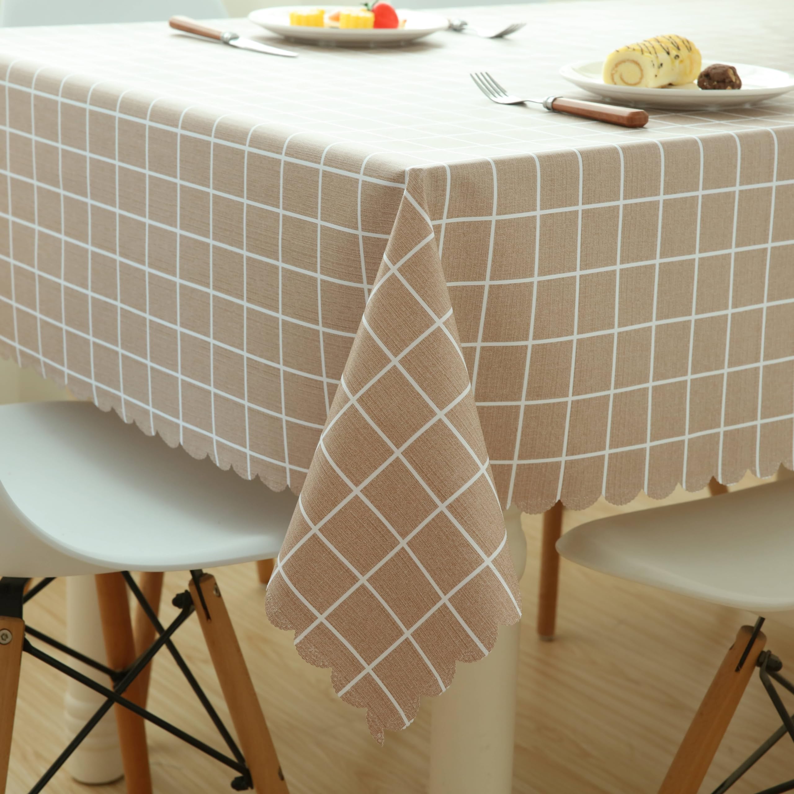 Tovaglia rettangolare in vetro marrone per tavolino da caffè, 135 x 135 cm, piccola tovaglia natalizia, design durevole ed elegante per decorazioni per la casa, perfetta per riunioni di vacanza