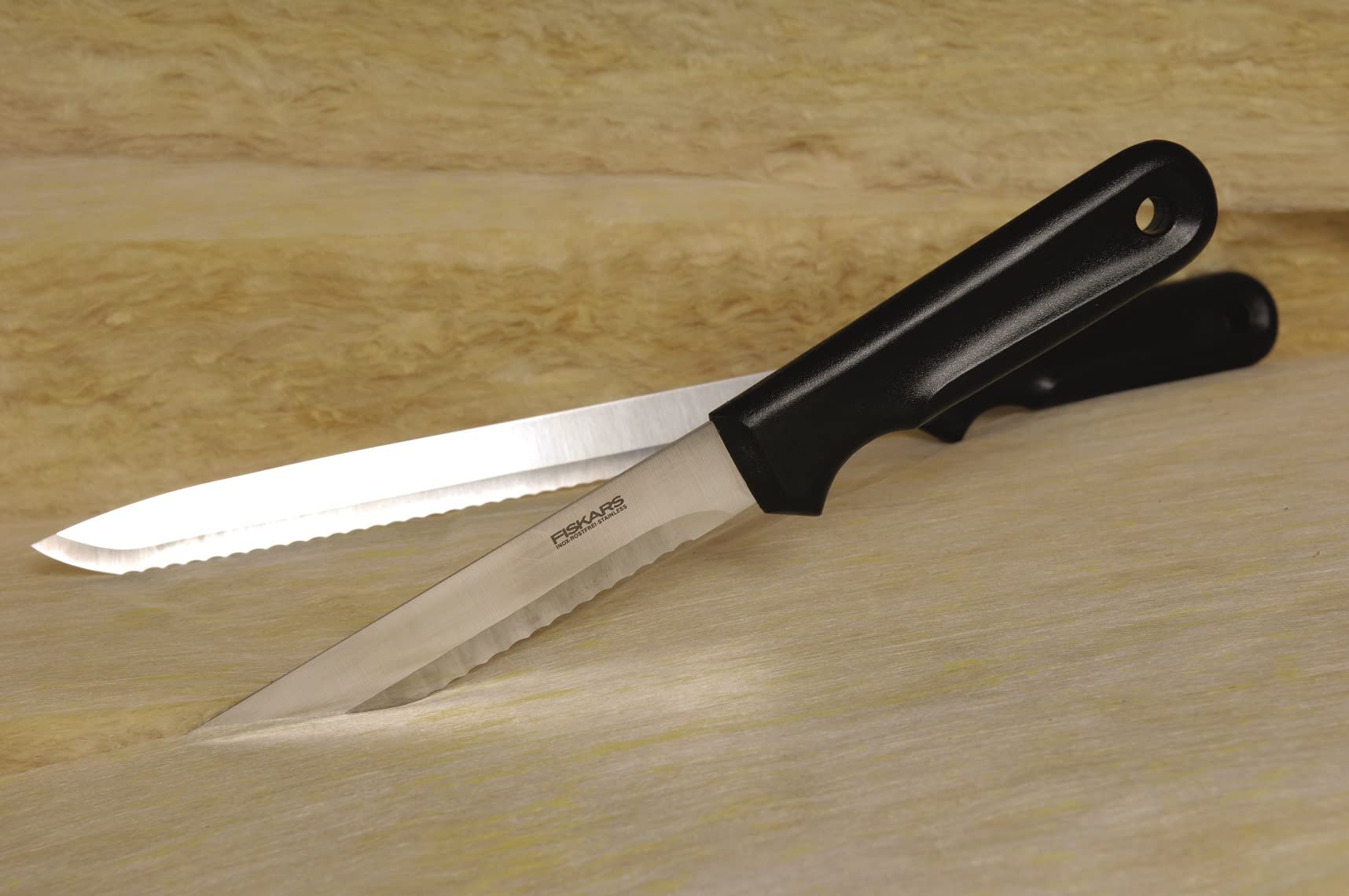 Fiskars Couteau à laine de verre, Longueur totale: 42 cm, Acier inoxydable, Noir, K20, 1001626