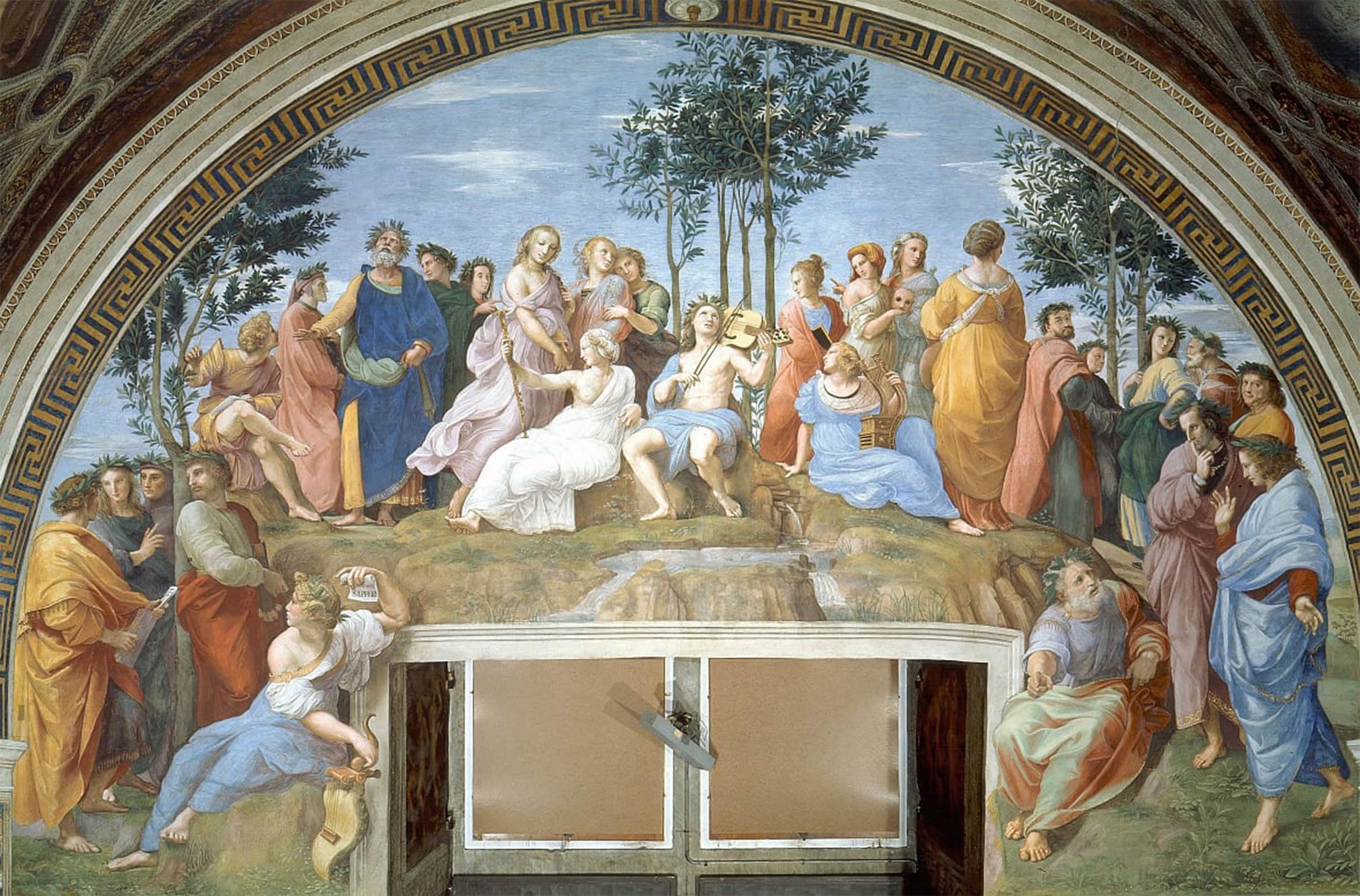 ARTXLXXBN Famous Painting Canvas Artwork Graffiti Print El Parnaso by Raffaello Sanzio Raphael Portrait Canvas Image for Home Decor 60x90cm