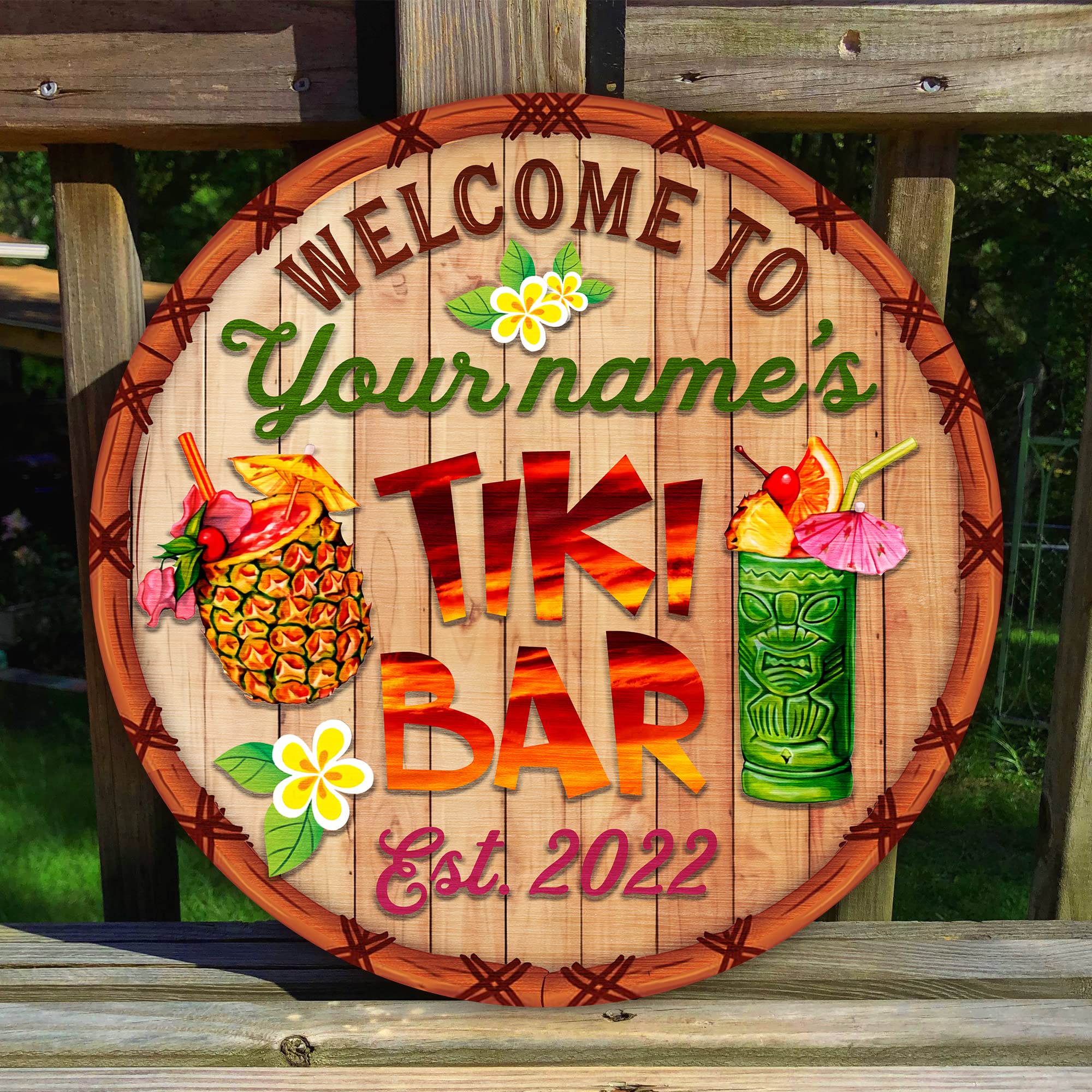 Aloha Tiki Bar Vintage Tin Sign Retro Hawaii Surfing Beach Party