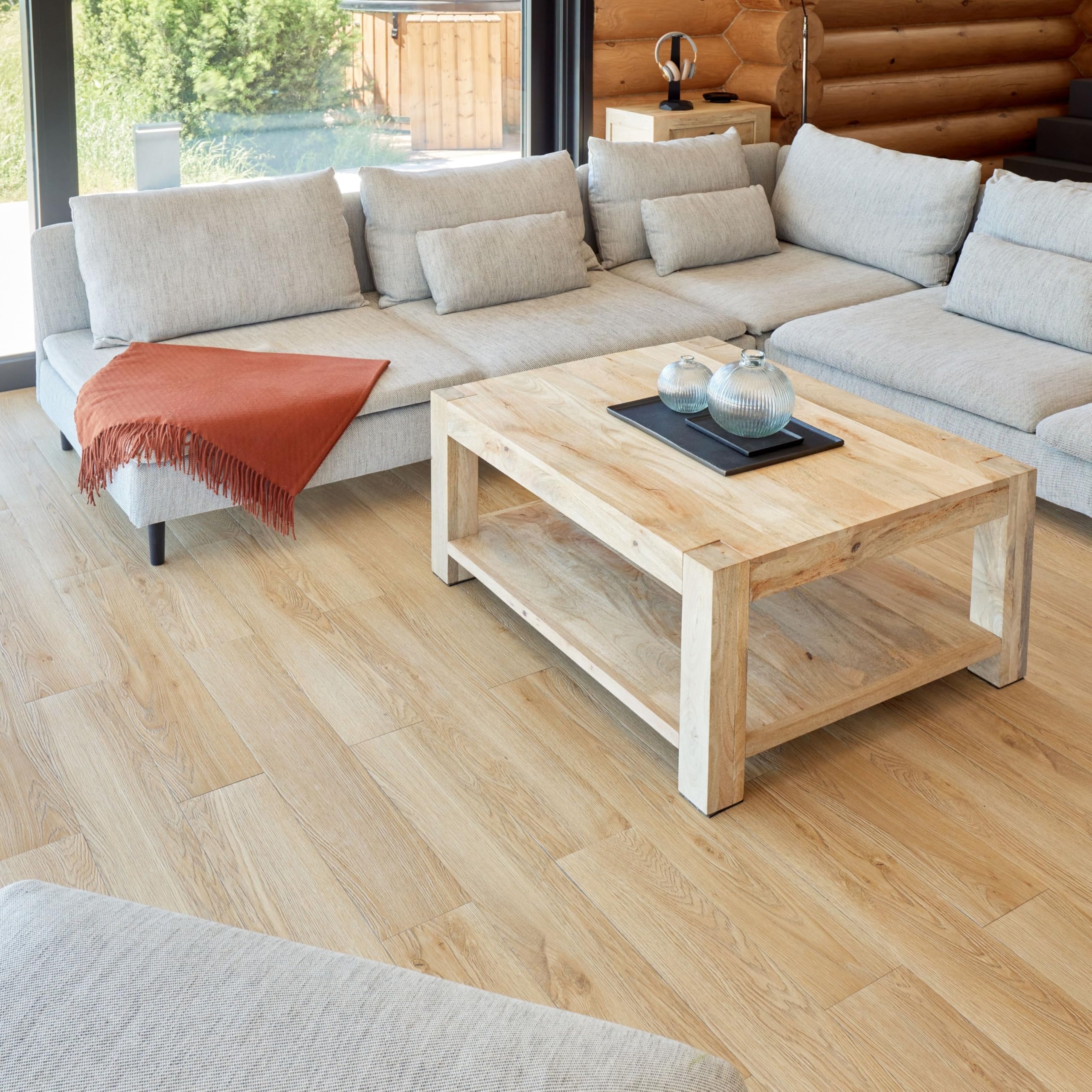 Self Adhesive Floor Planks - 36 Planks Pack Covering 53.8 Sqf / 5sqm | Each Stick On Tile Plank Measures 5.9x35.9in (91.4x15.2cm) | Peel And Stick Vinyl Flooring | Beige Wood Effect โ image 1