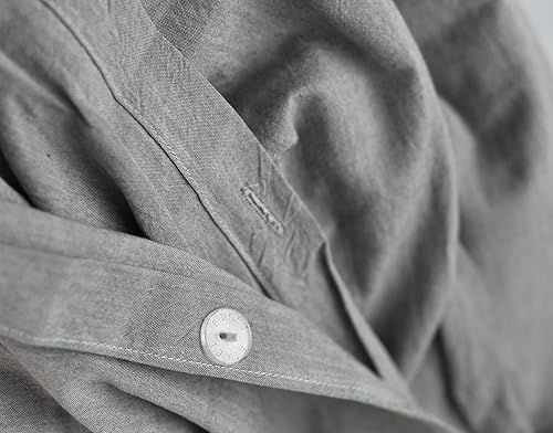 Miniatura 5 de eikei Funda Nórdica Chambray de Algodón Lavado, Juego de Ropa de Cama Casual de Estilo Moderno, Sensación de Suavidad Relajada Aspecto Natural