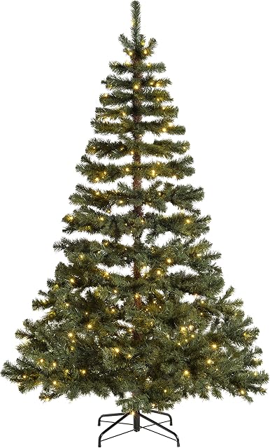 WeRChristmas Pre-Lit Virginia Pine Multi-Function Christmas Tree with 200 Warm White LED Lights, Green, 6 feet/1.8 m