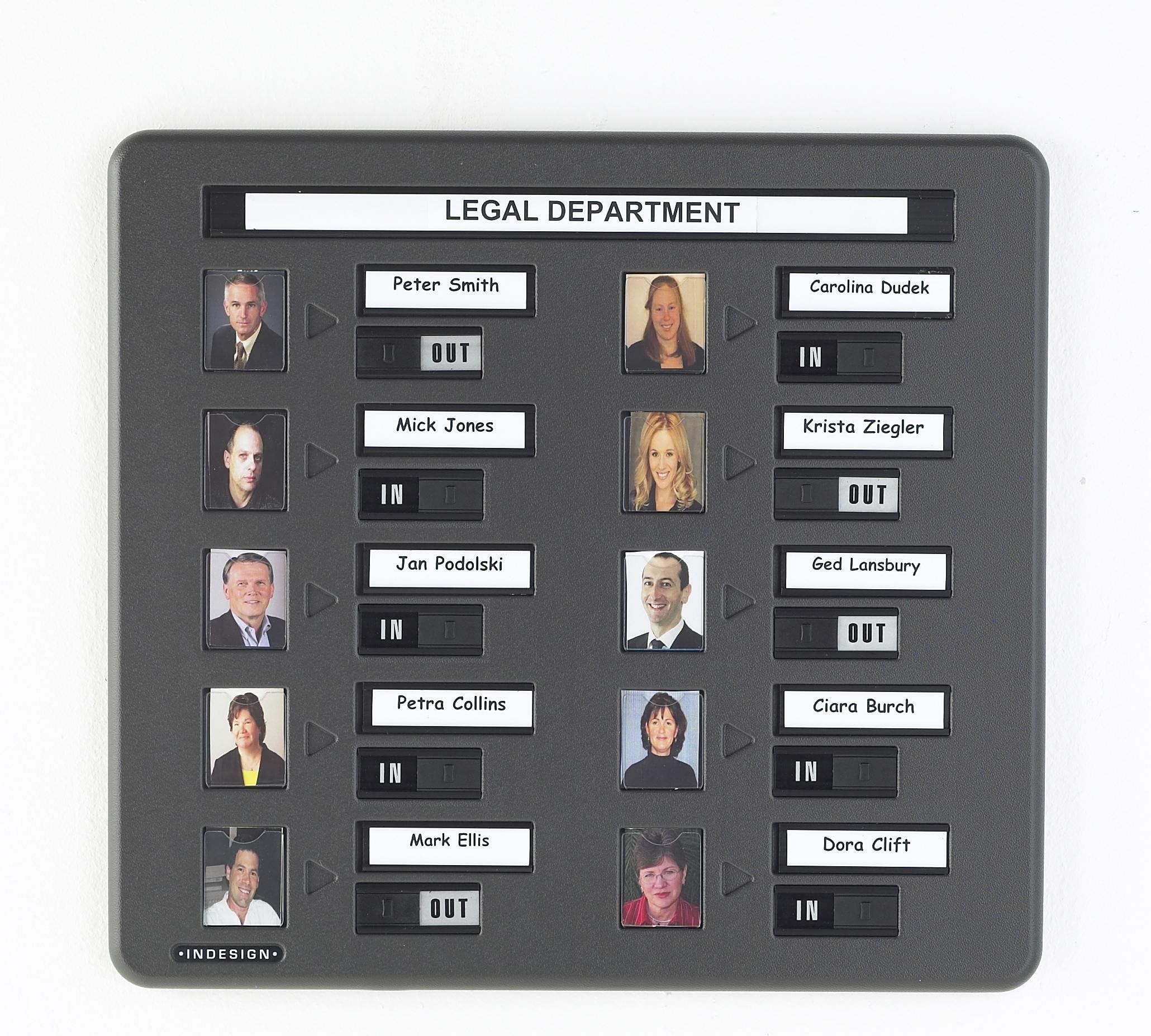 Indesign Staff Photo in/Out Board Muster Board 10 Name