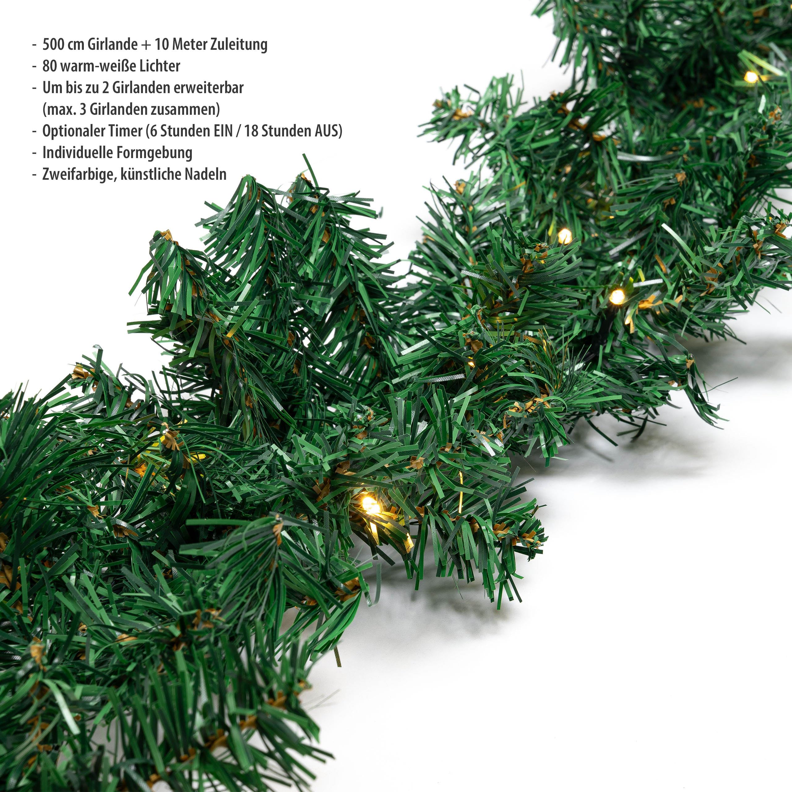 Verlichte Kerst Guirlande-slinger Groen Met Verlichting 270 Cm Dennenslinger Versiering Decoratie