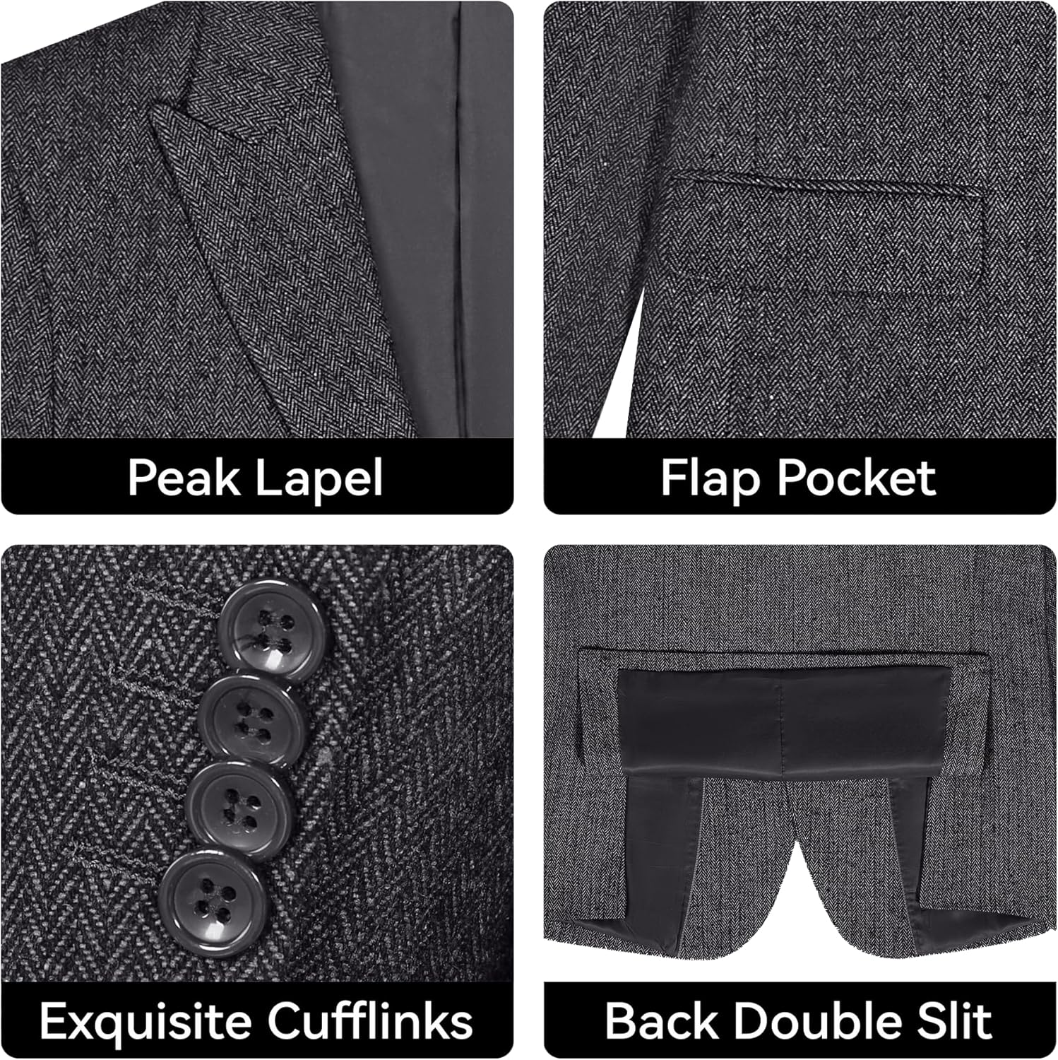 Men's Suits Retro Tweed Suits for Men 3 Piece Herringbone Suits for Wedding Prom Autumn Winter Jacket Vest Pants Sets - Image 5