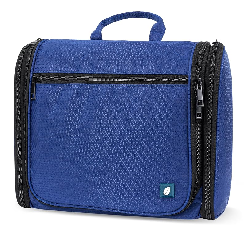 Necessaire masculina grande suspensa PAVILIA para viagem, organizador para barbear, azul