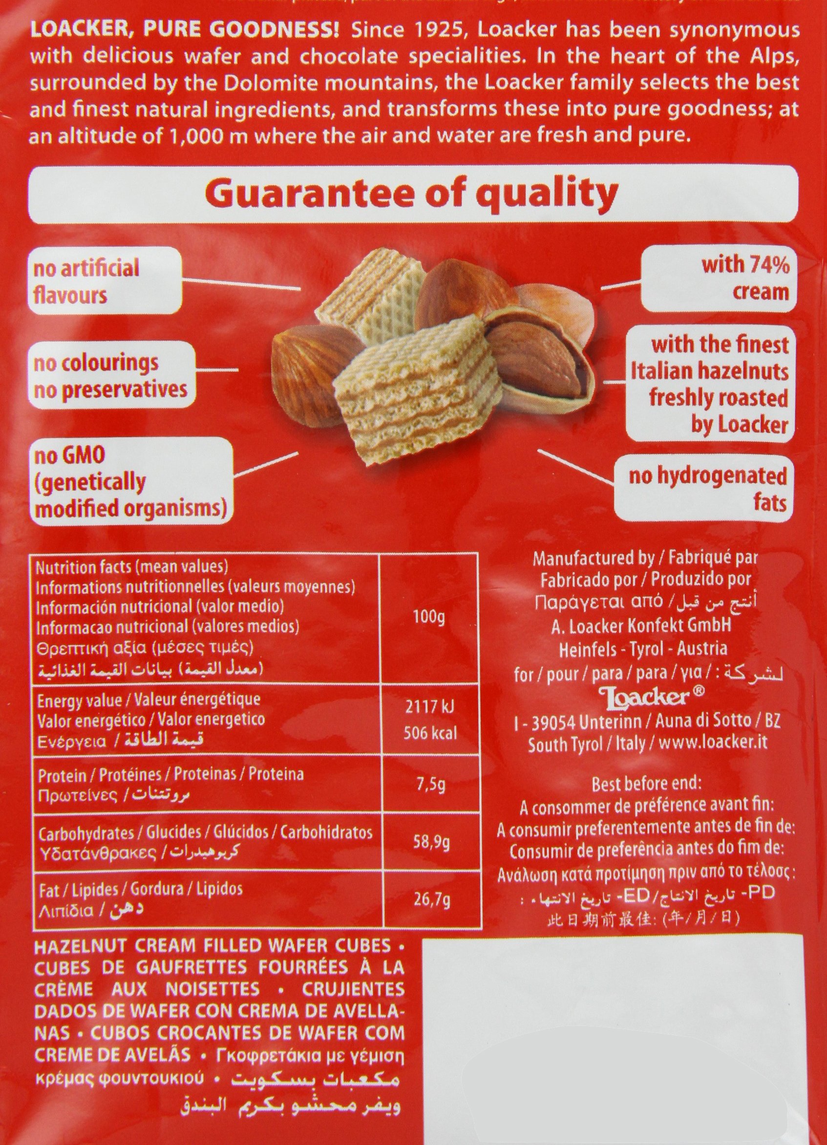 Loacker Napolitaner Hazelnut Wafer 125 g (Pack of 6)