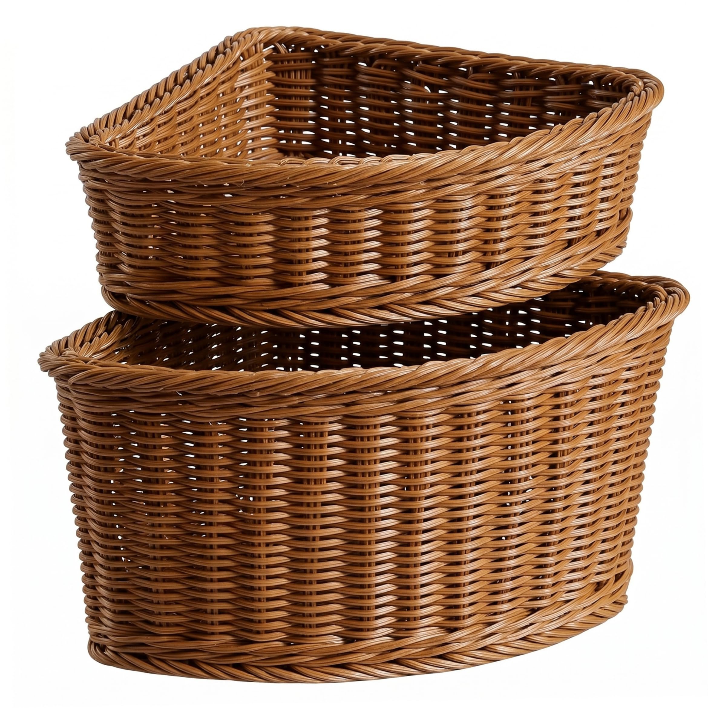 Aetherize Corner Storage Basket, 2PCS Wicker Storage Baskets for Shelves - Sturdy Triangle Basket with Iron Frame, Small & Large Sizes corner