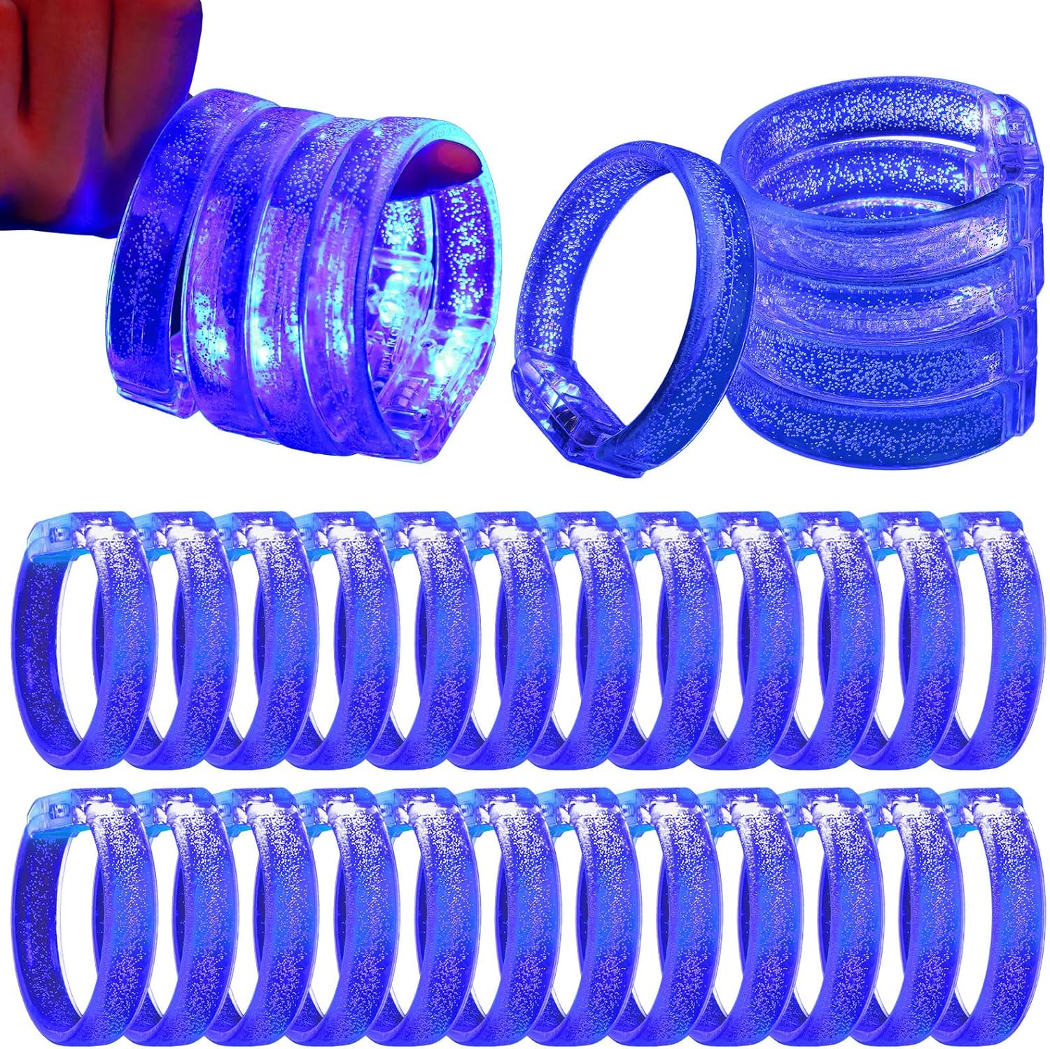Leitee 24 Pcs Glow in the Dark Bracelets Light up Bracelet