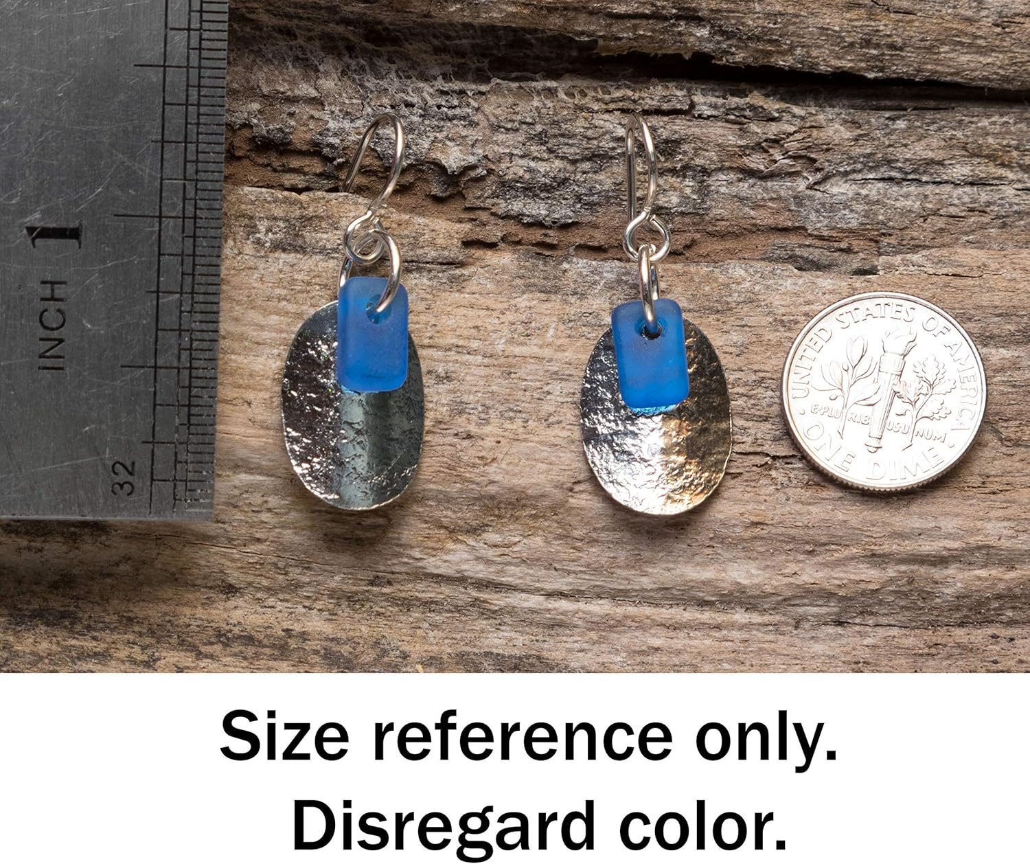 Sea Glass Tiddlywink Earrings - Sterling Drop Earrings by EcoSeaCo, using recycled and sustainable material. Handmade in the USA - Image 3