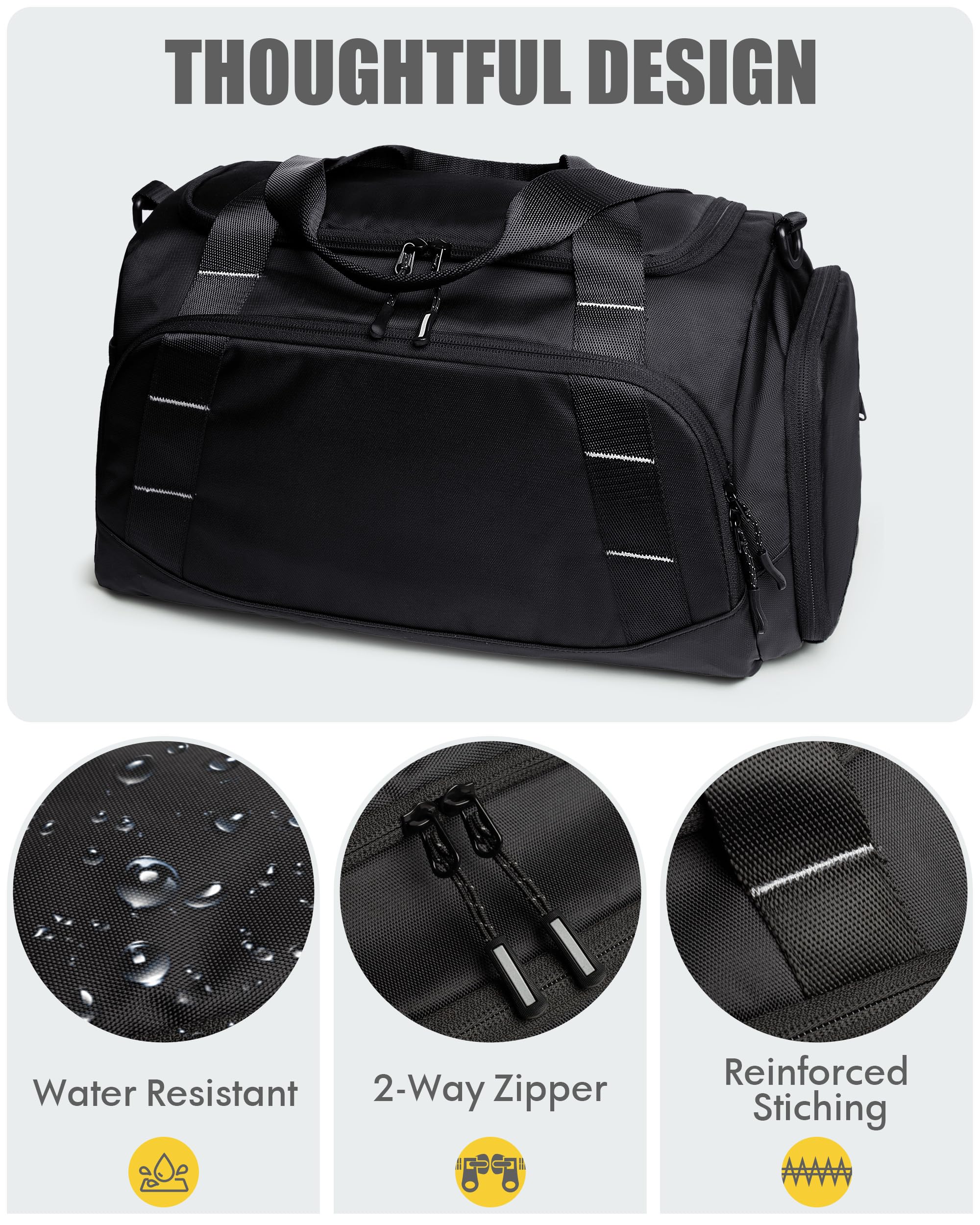 Borsa da Palestra Piccola per Uomo, Borsa da Viaggio con Scomparto per Scarpe, Borsa da Weekend da 16 Litri per Sport, Allenamento e Viaggi