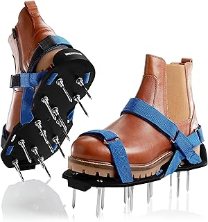 Briliantwerk Lawn Aerator with Velcro Fastener - for Lawn Aeration or as Screed Shoes - Lawn Aerator Shoes as Perfect Aera...