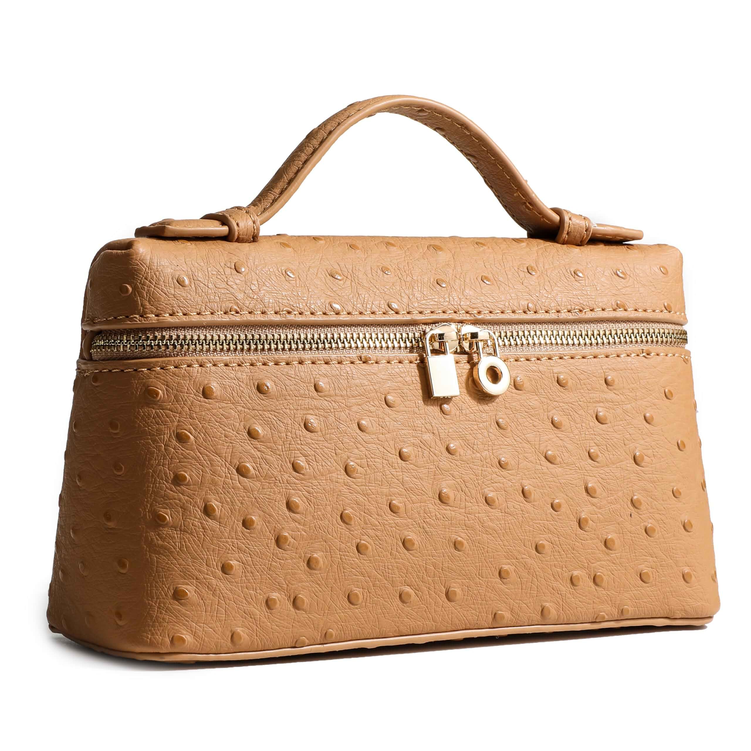 Rejolly Crossbody Bag for Women Small Top-Handle Pouch Purse Shoulder Handbag Synthetic Ostrich Leather Gold Hardware