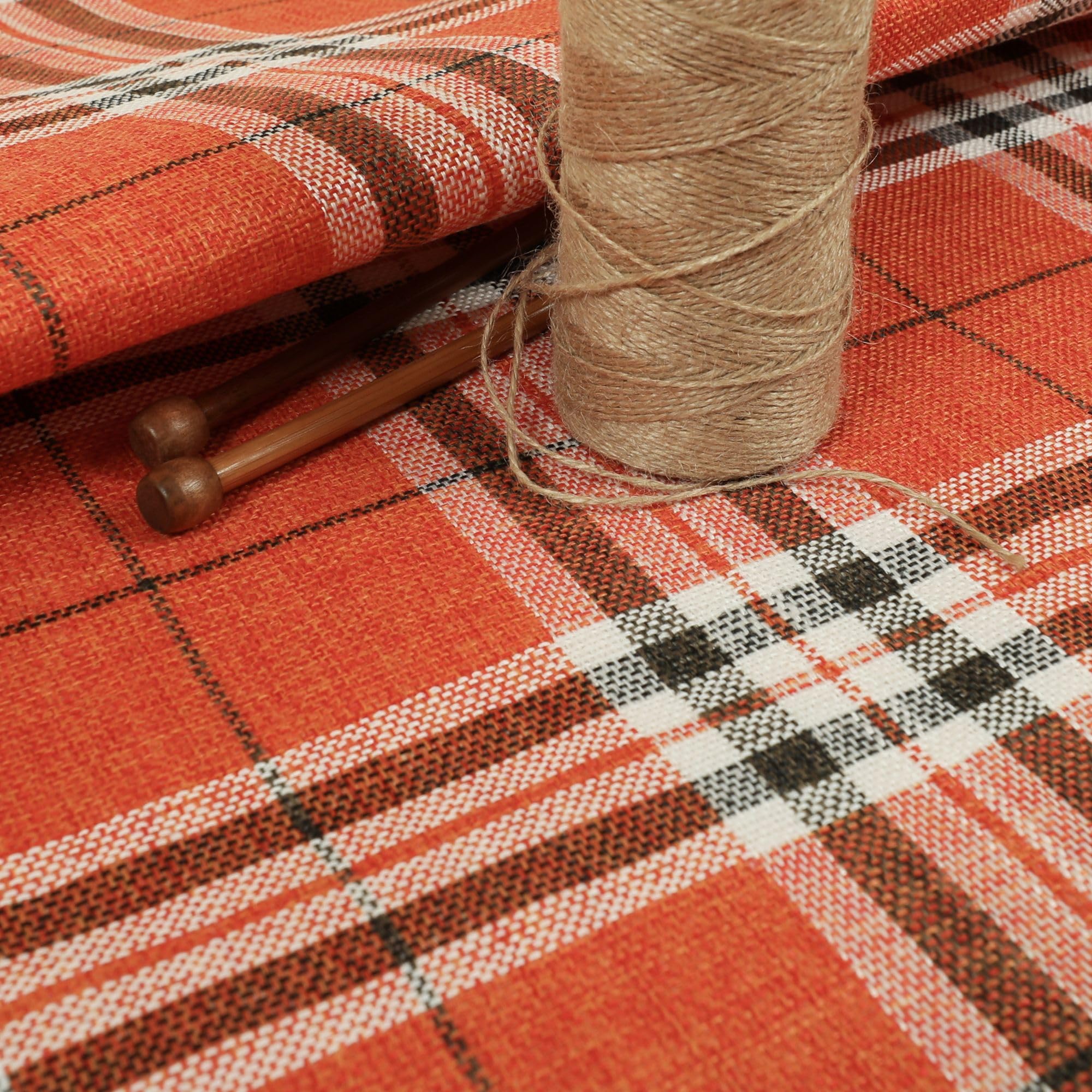 Redbrick Mill Fabrics Tweed Textured Check Tartan Pattern Furnishing Upholstery Fabric, Orange for Sofas Chairs, 135cm Width (Per Metre)