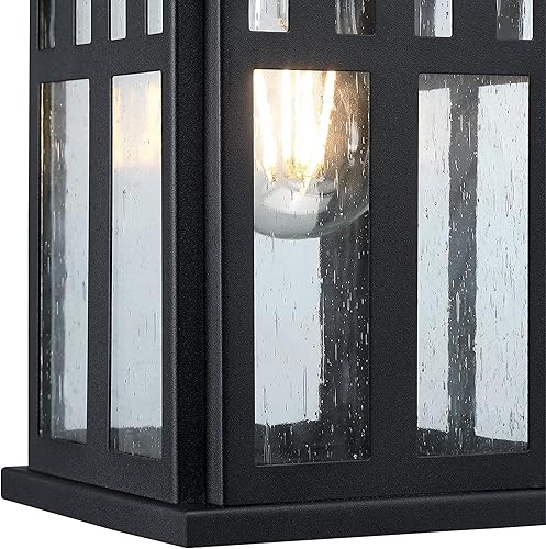 Miniatura 5 de Westinghouse Lighting 6120800 Burnham Craftsman-Style - Lámpara de pared para exteriores, acabado negro texturizado, vidrio sembrado transparente