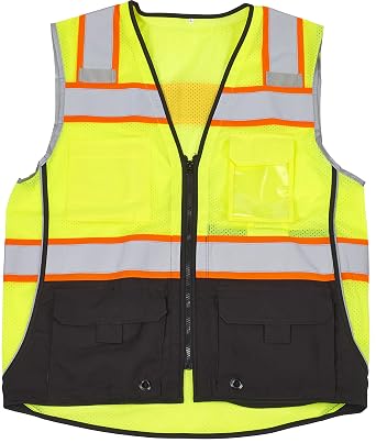16515-38-6 Premium Surveyor Vest with Pockets and Black Bottom, Miviz Class 2, 3X-Large, Orange
