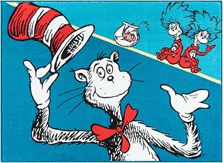 Gertmenian Dr. Seuss Indoor Area Rug - 3x5 Small, Non-Slip, Ideal for Children in Bedroom, Game Room, Classroom, Nursery or Play Area - Thing 1, Red/Blue, 28026