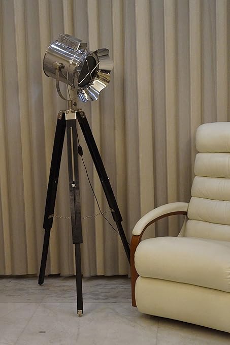 TUCASA Tripod SPOT Light Floor LAMP in Mango Wood