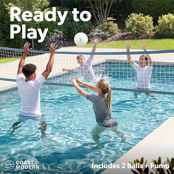 Coast Modern Pool Volleyball Net - Premium Volleyball Pool Game Set for Adults & Family - Accessories Included