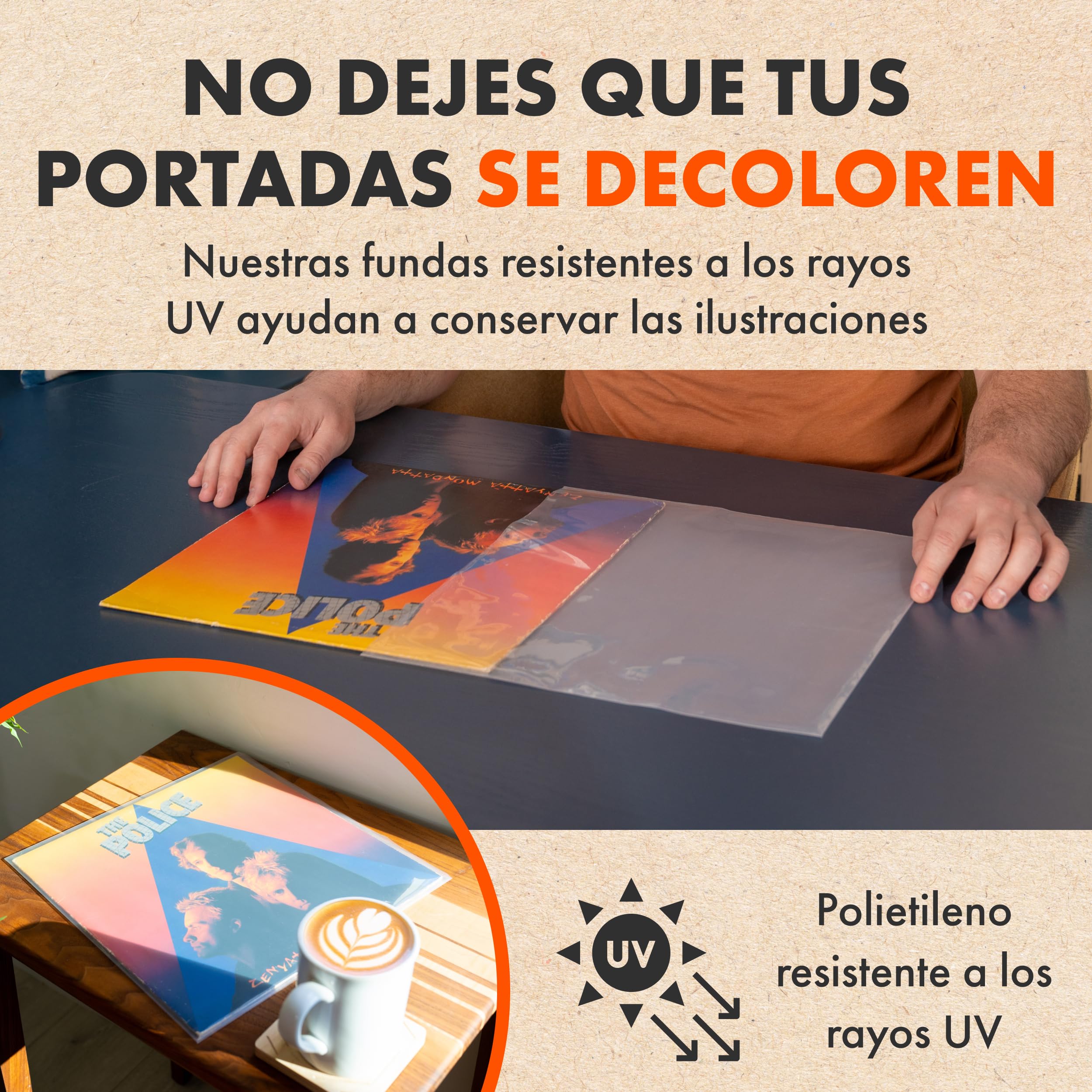 Spincare 100x Fundas Exteriores 12 Pulgadas con protección UV para vinilos | Density Funda Protectora para LP Simple y Doble álbum | Polietileno Resistente para Almacenamiento de Discos
