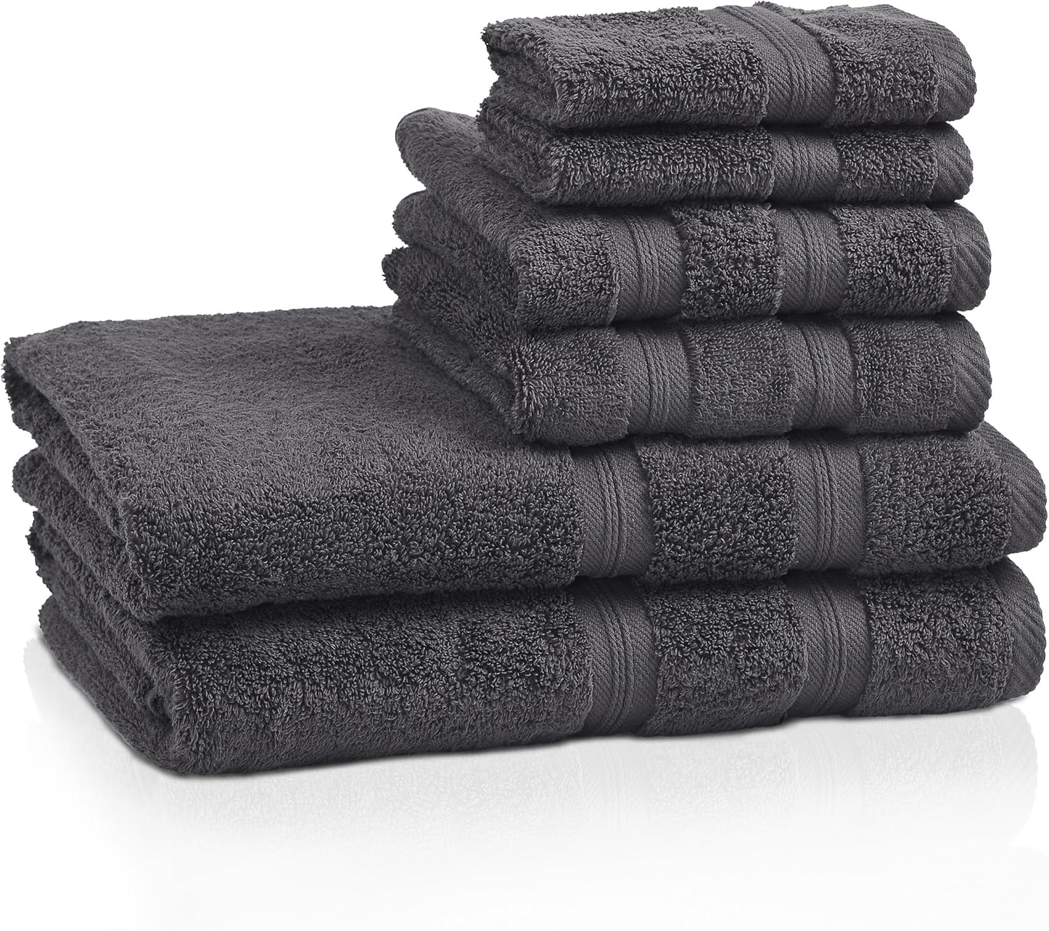 BLUENILEMILLS Smart Dry Zero Twist Cotton Towels, Towel Set for Bathroom, Shower, Hotel, Spa, 400 GSM, Highly Absorbent and Ultra-Soft Towels, Bath Essentials, 6 Piece Assorted Towel Set, Grey