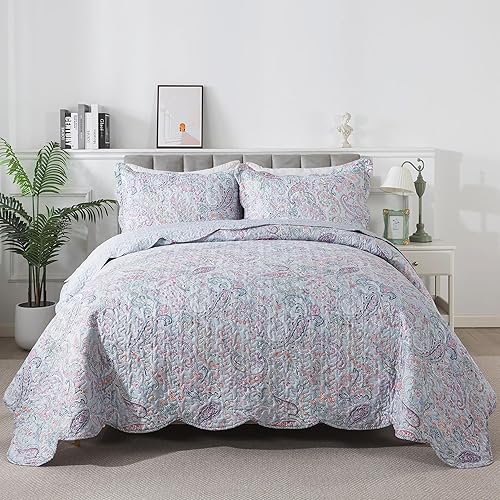 HoneiLife Quilt Sets Queen Size - Microfiber Bedspreads 3-Piece,Queen Quilt Bedding Sets All Season Quilts,Lightweight Coverlets for Queen Beds