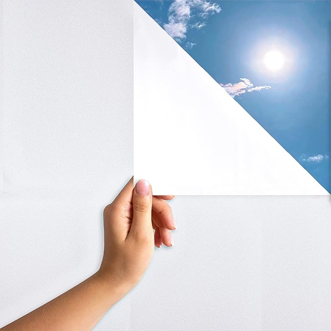MARAPON® Fensterfolie selbsthaftend Blickdicht in weiß [45×400 cm] inkl. eBook mit Profitipps – Milchglasfolie mit sehr hohem Sichtschutz – Sichtschutzfolie statisch haftend für Bad & WC