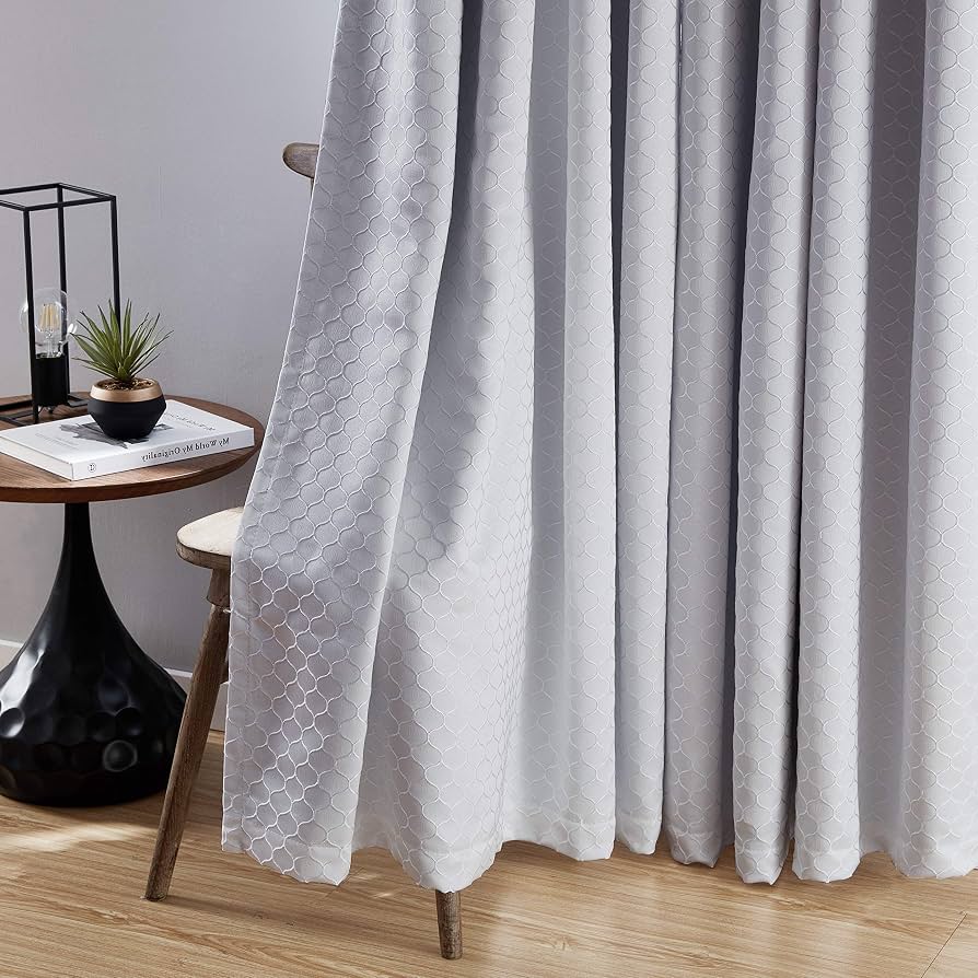 HLC.ME Versailles Lot De 2 Rideaux Occultants Floqués – 127x183 Cm – Ivoire – Isolation Thermique Et Insonorisation