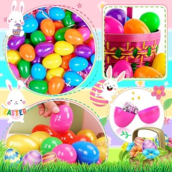 OCTERIC 120Pcs Easter Eggs, 2.3 Fillable Bright Colors Plastic Easter Eggs Empty for Easter Hunt, Easter Basket Stuffers, Party Favor, Classroom Prize Supplies