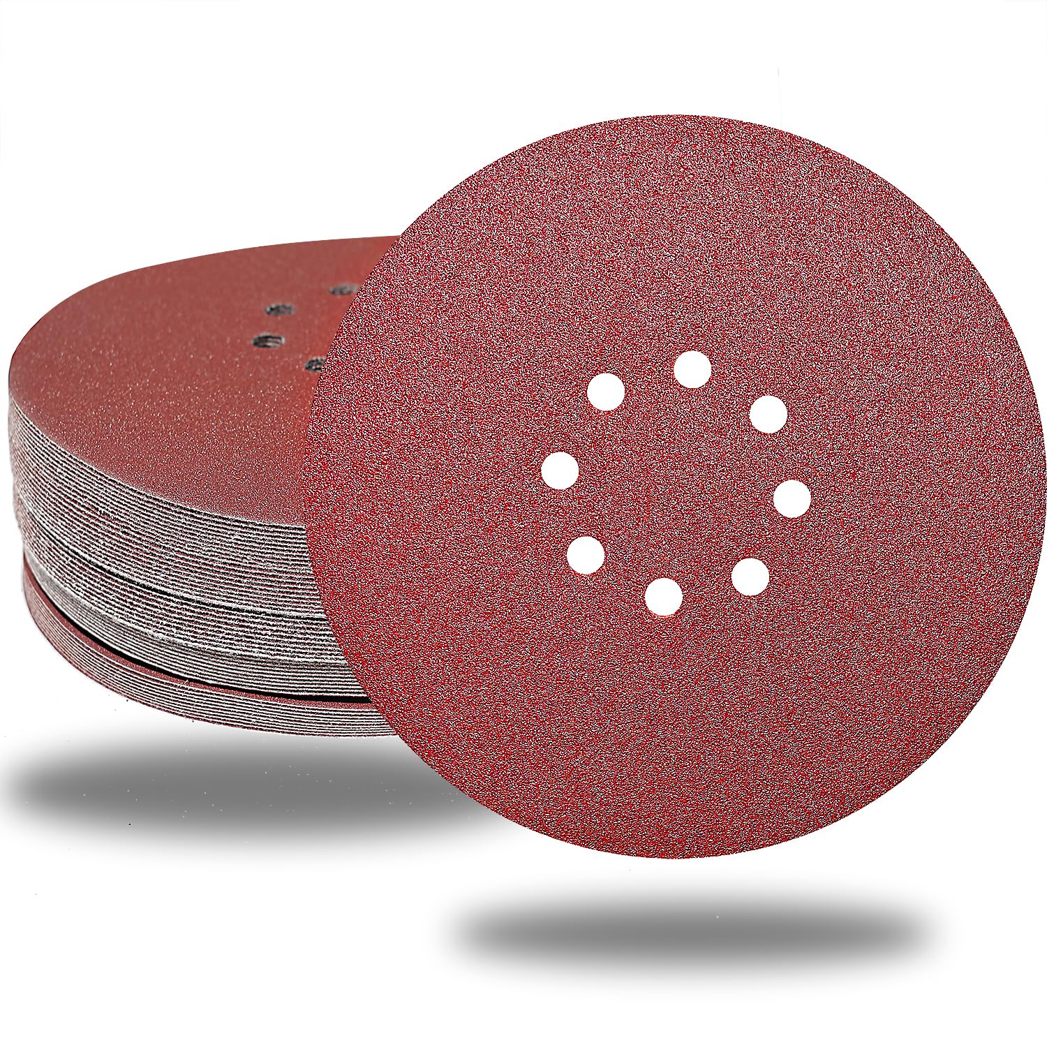 50 PCS 9 Inch 8 Hole 40 Grit Drywall Sanding Discs, 9" High-Performance Sandpaper Discs with Hook & Loop Backing, Fast Cutting Aluminum Oxide Abrasive for Drywall Power Sander, Wood
