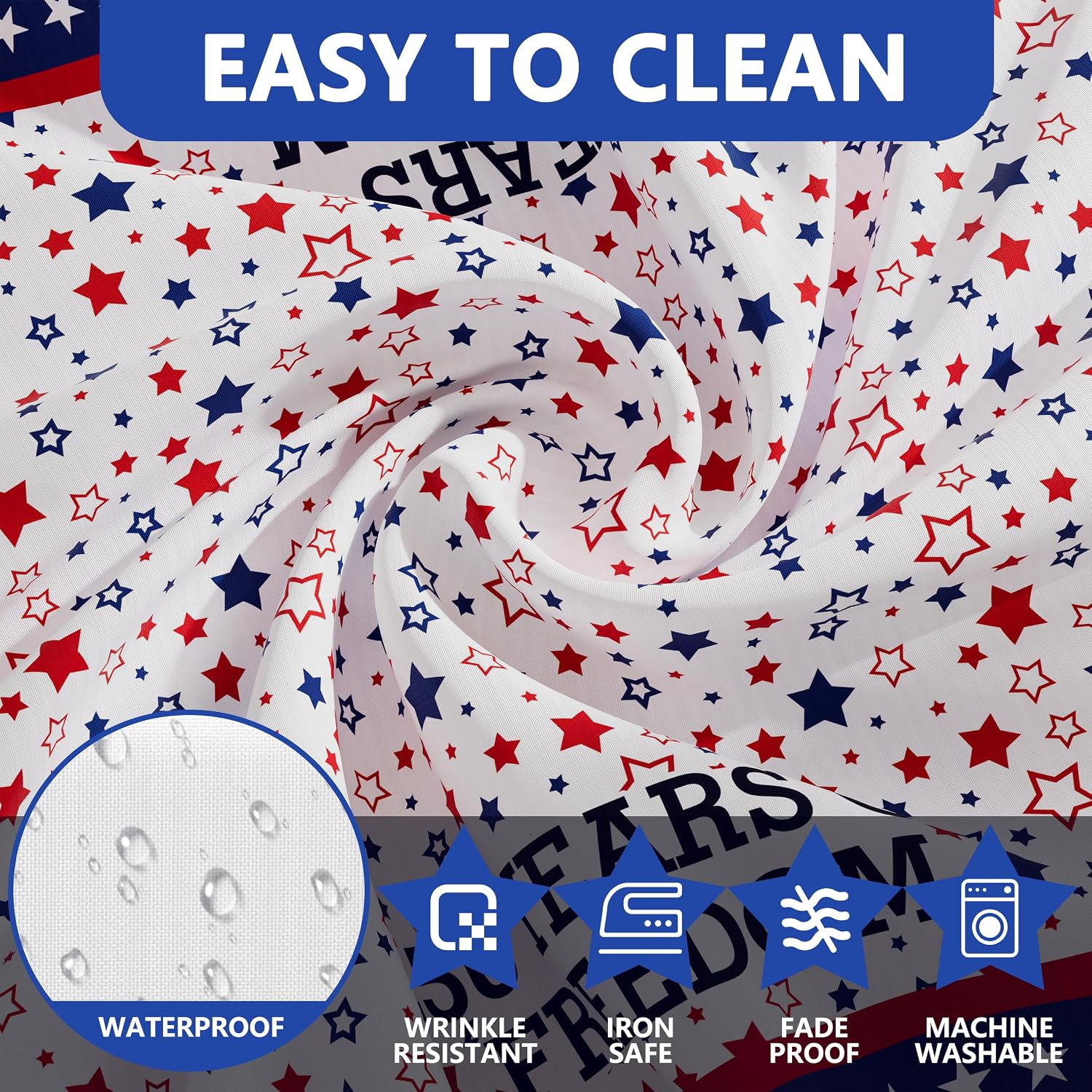 4th of July Tablecloth Square 60x60 Inch, 250 Anniversary USA Merchandise Patriotic Decorations Washable America Memorial Day 250 Years Freedom Table Cloth Waterproof Scalloped Edge Table Cover image 4