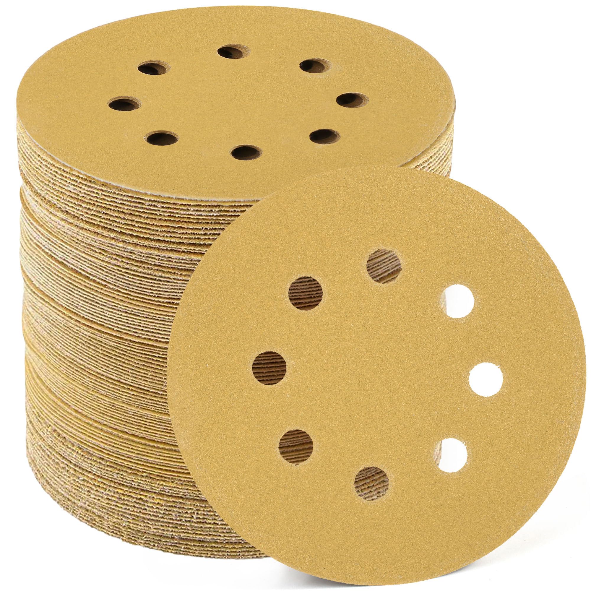 LotFancy 100 PCS 220 Grit Sandpaper, 5 Inch 8 Hole Sanding Disc Aluminum Oxide, Orbital Sander Sandpaper for Stripping Paint, Sand Paper for Wood, Plastic, Rust Removal, Random Orbital Sander Pads