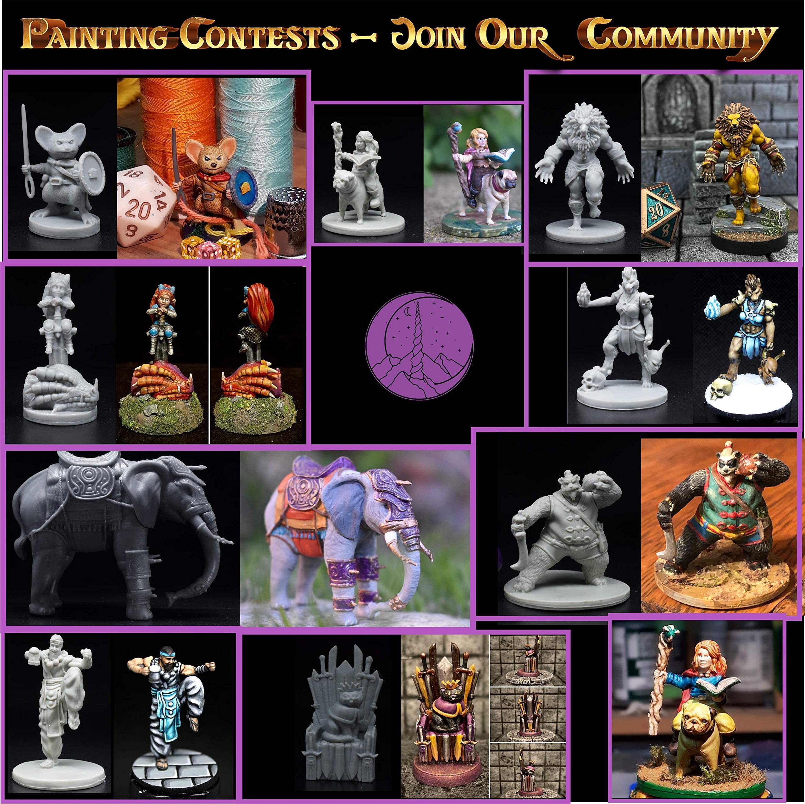 28 Miniatures Hero & Animals for DND Miniatures 28mm Bulk Dungeons and